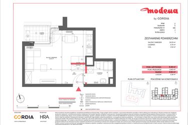 Rzut - Mieszkanie na sprzedaż 1 pokój o powierzchni 31,49 m² - numer A.086 w Modena II