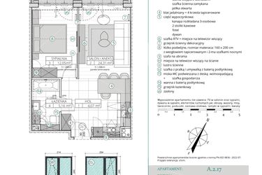 Rzut - Mieszkanie na sprzedaż 2 pokoje o powierzchni 45,59 m² - numer A.2.17 w Remedium