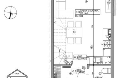 Rzut - Dom na sprzedaż 3 pokoje o powierzchni 58,53 m² - numer 21 w Zielone Ogrody
