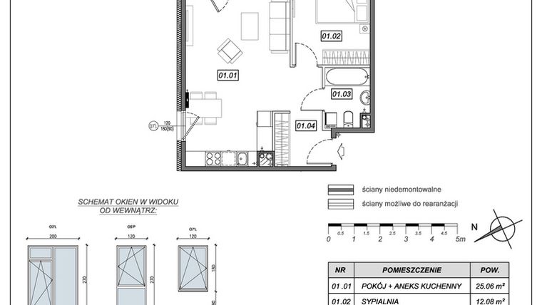 Rzut - Mieszkanie na sprzedaż 2 pokoje o powierzchni 47,43 m² - numer 9.A.01 w Nowe Południe bud. 9