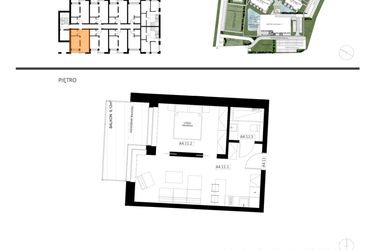 Rzut - Mieszkanie na sprzedaż 2 pokoje o powierzchni 43,11 m² - numer A4.11 w Apartamenty Dźwirzyno