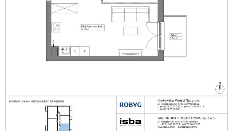 Rzut - Mieszkanie na sprzedaż 2 pokoje o powierzchni 40,08 m² - numer KR8/C/4/8 w Apartamenty Krakowska etap VIII