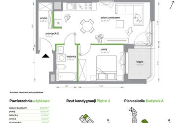 Rzut - Mieszkanie na sprzedaż 2 pokoje o powierzchni 44,42 m² - numer AA0304/4 w M Bemowo