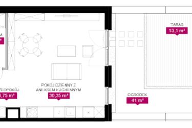 Rzut - Mieszkanie na sprzedaż 1 pokój o powierzchni 39,94 m² - numer G1.79 w Fuzja Mieszkania Loftowe