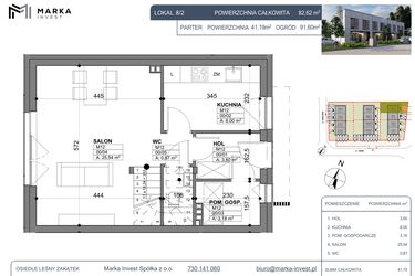 Rzut - Dom na sprzedaż 4 pokoje o powierzchni 82,62 m² - numer 8/2 w Osiedle Leśny Zakątek