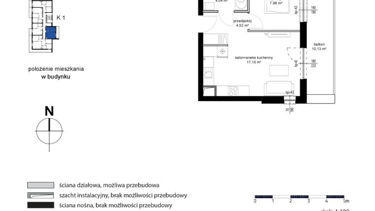Rzut - Mieszkanie na sprzedaż 2 pokoje o powierzchni 33,64 m² - numer 6 w Kwarcowe Wzgórze - bud. 2