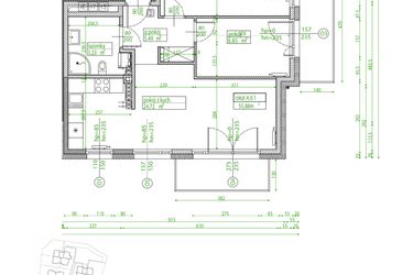 Rzut - Mieszkanie na sprzedaż 3 pokoje o powierzchni 55,01 m² - numer A.II.1 w Villa Rosenthal