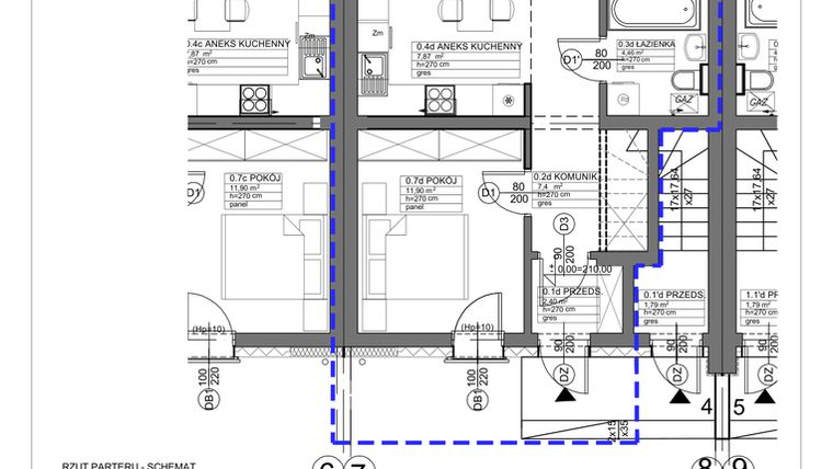 Rzut - Mieszkanie na sprzedaż 3 pokoje o powierzchni 55,45 m² - numer 7 w Apartamenty Koluszki