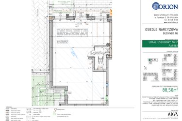 Rzut - Lokal użytkowy na sprzedaż 1 pokój o powierzchni 88,5 m² - numer N6.U1 w Osiedle Narcyzowe