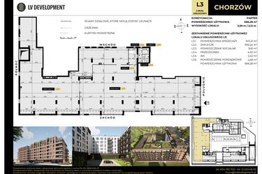 Rzut - Lokal użytkowy na sprzedaż 1 pokój o powierzchni 666,28 m² - numer L3 w Apartamenty Chorzów