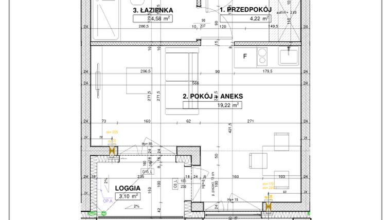 Rzut - Mieszkanie na sprzedaż 1 pokój o powierzchni 28,02 m² - numer A41 w Nowe Centrum Południowe etap IV