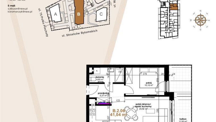 Rzut - Mieszkanie na sprzedaż 2 pokoje o powierzchni 41,04 m² - numer VB.2.06 w Vanda Park
