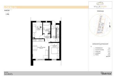 Rzut - Mieszkanie na sprzedaż 3 pokoje o powierzchni 50,07 m² - numer J3 w Villa Stoki (mieszkania)