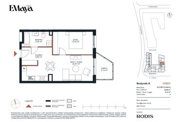 Rzut - Mieszkanie na sprzedaż 2 pokoje o powierzchni 121,98 m² - numer A2.2.M12 w EMaya