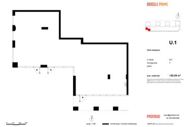 Rzut - Lokal użytkowy na sprzedaż 1 pokój o powierzchni 128,16 m² - numer U1 w Osiedle Primo