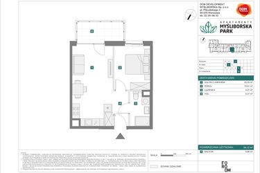 Rzut - Mieszkanie na sprzedaż 2 pokoje o powierzchni 39,12 m² - numer J44 w Apartamenty Myśliborska Park