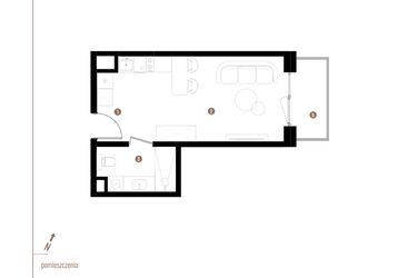 Rzut - Mieszkanie na sprzedaż 1 pokój o powierzchni 27,12 m² - numer A2.2.10 w Apartamenty Grundmanna