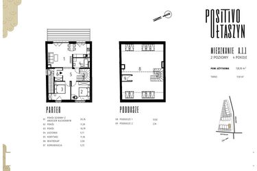 Rzut - Mieszkanie na sprzedaż 5 pokoi o powierzchni 128,1 m² - numer A.1.1 w Positivo Ołtaszyn