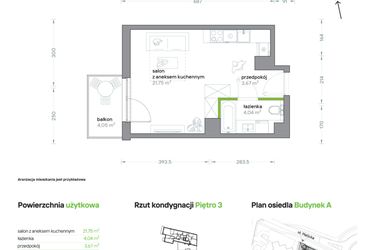 Rzut - Mieszkanie na sprzedaż 1 pokój o powierzchni 29,46 m² - numer A/KL2/3/01 w Podhalańska Vita