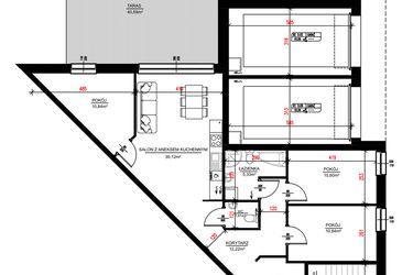 Rzut - Mieszkanie na sprzedaż 4 pokoje o powierzchni 100,84 m² - numer B1 w Chrzanowskiego 15