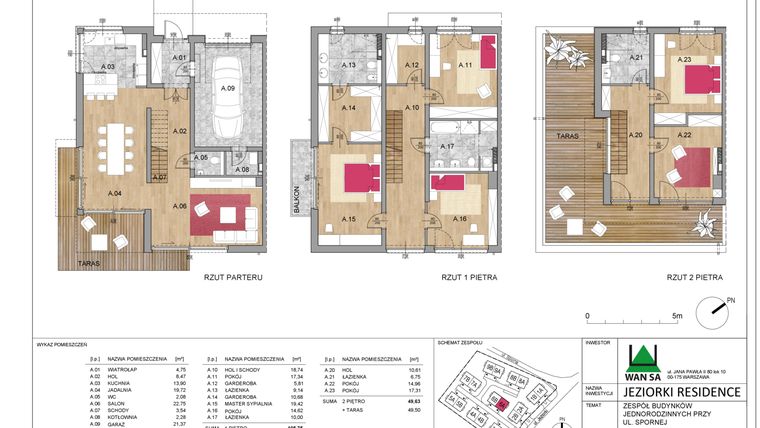 Rzut - Dom na sprzedaż 6 pokoi o powierzchni 254,24 m² - numer 6A w Jeziorki Residence