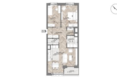 Rzut - Mieszkanie na sprzedaż 3 pokoje o powierzchni 72,91 m² - numer 14 w Apartamenty Czysta