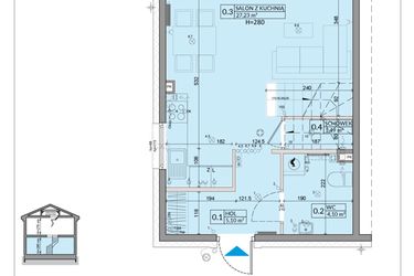 Rzut - Dom na sprzedaż 3 pokoje o powierzchni 75,74 m² - numer 22A w Zielono Mi 2 etap 2