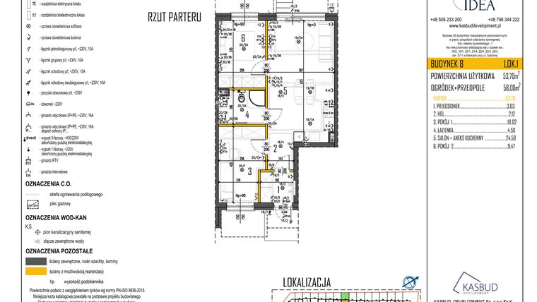 Rzut - Mieszkanie na sprzedaż 3 pokoje o powierzchni 53,7 m² - numer 8-L1 w Osiedle Idea etap I