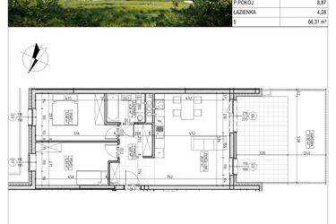 Rzut - Mieszkanie na sprzedaż 3 pokoje o powierzchni 66,31 m² - numer C5.00.01 w Osiedle Panorama Wiślana Etap IV - budynek C5