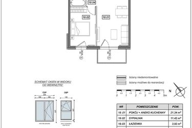 Rzut - Mieszkanie na sprzedaż 2 pokoje o powierzchni 40,57 m² - numer 10.A.19 w Nowe Południe bud. 10