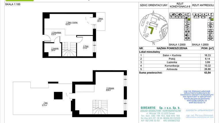 Rzut - Mieszkanie na sprzedaż 3 pokoje o powierzchni 63,54 m² - numer C99 w Jasielska 8C