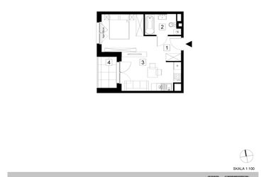 Rzut - Mieszkanie na sprzedaż 1 pokój o powierzchni 32,32 m² - numer A3-4-158 w Hipoteczna Park