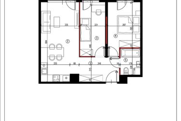 Rzut - Mieszkanie na sprzedaż 3 pokoje o powierzchni 56,16 m² - numer 7 w Andersa 3