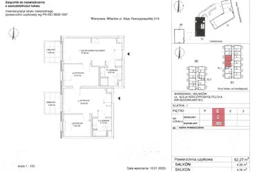 Rzut - Mieszkanie na sprzedaż 4 pokoje o powierzchni 62,27 m² - numer 5 w RZ21