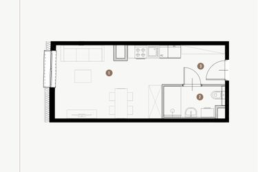 Rzut - Mieszkanie na sprzedaż 1 pokój o powierzchni 26,31 m² - numer I.6.9 w Tuwima Apartments