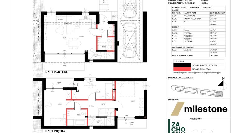 Rzut - Dom na sprzedaż 5 pokoi o powierzchni 112,2 m² - numer 8.C w Zachodnia Wesoła