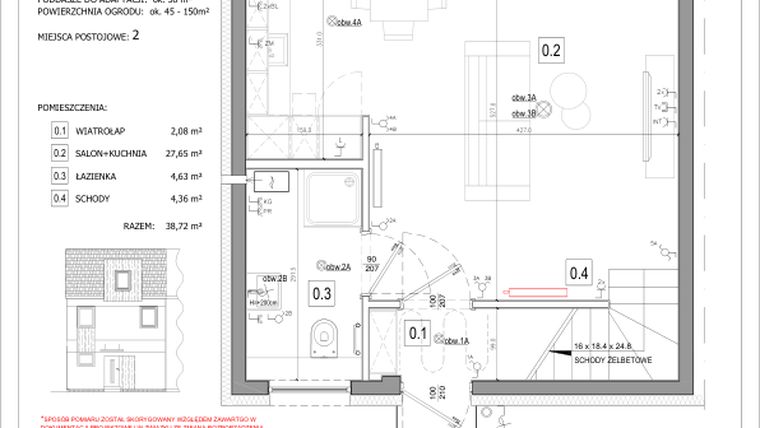 Rzut - Dom na sprzedaż 2 pokoje o powierzchni 71 m² - numer 35A w Osiedle Kwiatów etap III