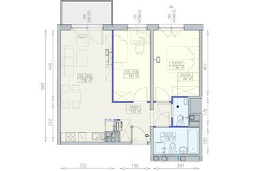 Rzut - Mieszkanie na sprzedaż 3 pokoje o powierzchni 55,8 m² - numer K2 10/6/9/3a w Południk 17 - budynek K2