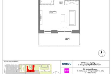 Rzut - Mieszkanie na sprzedaż 1 pokój o powierzchni 30,46 m² - numer MLAC/A/3/1 w Metro Life Apartamenty CD