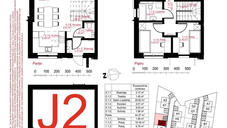 Rzut - Dom na sprzedaż 4 pokoje o powierzchni 134,7 m² - numer J2 w Gostyńska Invest II