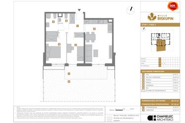 Rzut - Mieszkanie na sprzedaż 3 pokoje o powierzchni 57,19 m² - numer G.2 w Wille Biskupin II