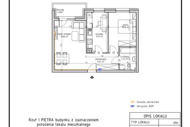 Rzut - Mieszkanie na sprzedaż 2 pokoje o powierzchni 51,38 m² - numer M14 w Osiedle Foresto etap 2
