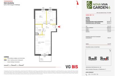 Rzut - Mieszkanie na sprzedaż 3 pokoje o powierzchni 52,5 m² - numer 104 w Nova Viva Garden 6