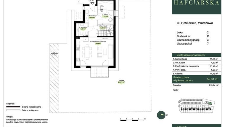 Rzut - Dom na sprzedaż 7 pokoi o powierzchni 163,84 m² - numer O2 w Hafciarska