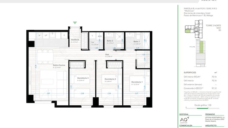 Rzut - Mieszkanie na sprzedaż 3 pokoje o powierzchni 97 m² - numer 2-25-b w AQ Urban Sky