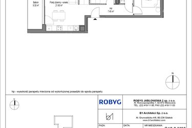 Rzut - Mieszkanie na sprzedaż 3 pokoje o powierzchni 55,65 m² - numer C12.2M08 w Lawendowe Wzgórza bud. C12