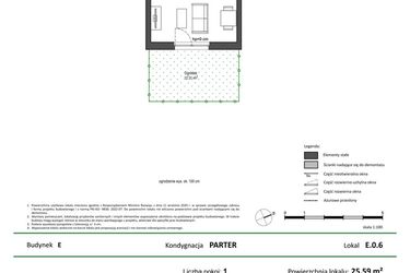 Rzut - Mieszkanie na sprzedaż 1 pokój o powierzchni 25,59 m² - numer E.0.6 w Nowy Świat Ostoja etap II - EFG