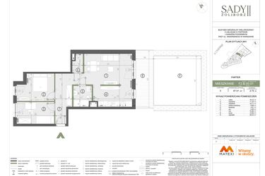 Rzut - Mieszkanie na sprzedaż 3 pokoje o powierzchni 67,01 m² - numer F2.B.00.01 w Sady Żoliborz II