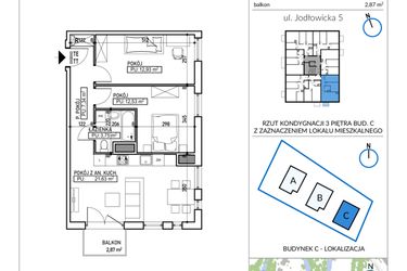 Rzut - Mieszkanie na sprzedaż 3 pokoje o powierzchni 58,18 m² - numer 5-26 w Jodłowicka 5