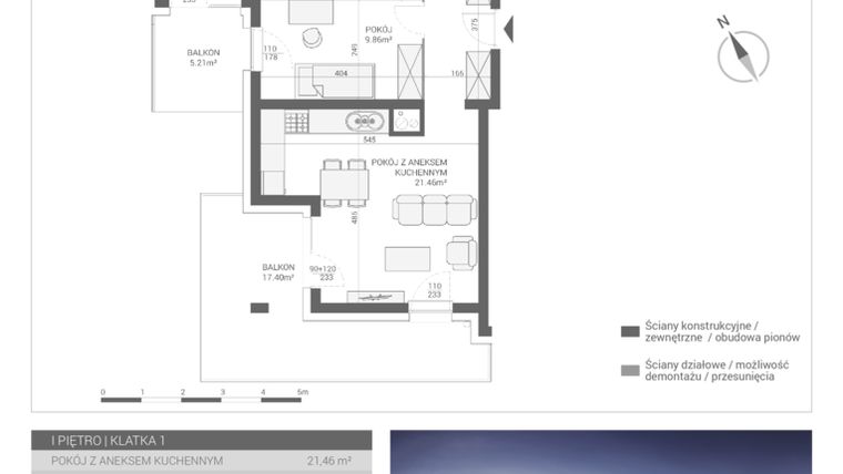 Rzut - Mieszkanie na sprzedaż 3 pokoje o powierzchni 59,99 m² - numer M8 w Apartamenty Przystań bud. F